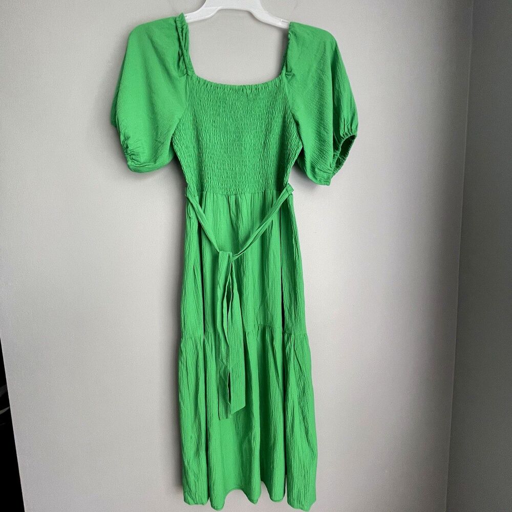 DKNY Dress NO SIZE TAG S Tiered Belt Peasant Coastal Cowgirl Rodeo Puff Milkmaid